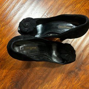 Louis Vuitton Black Suede Heels